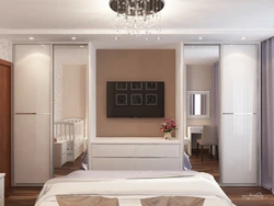 Bedroom design with sofa and wardrobe