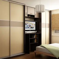 Bedroom design with sofa and wardrobe