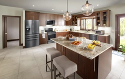 Kitchen 30 sq m design with island