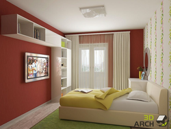 Bedroom design 12 square meters with a crib