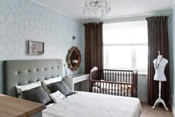 Bedroom design 12 square meters with a crib