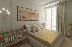 Bedroom design 12 square meters with a crib