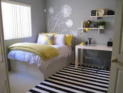 Bedroom design with a single bed against the wall