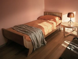 Bedroom design with a single bed against the wall