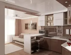 Kitchen design in a studio apartment with one window