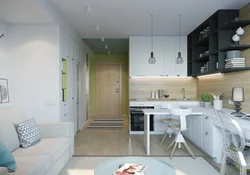 Kitchen design in a studio apartment with one window