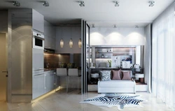 Kitchen design in a studio apartment with one window