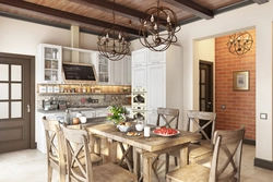 Loft and Provence style in one kitchen design