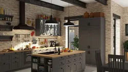 Bitta oshxona dizaynida loft va Provans uslubi
