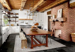 Bir mətbəx dizaynında loft və Provence üslubu