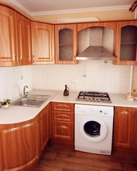 Kitchen design in Khrushchev 5 sq m with washing machine