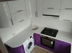 Kitchen Design In Khrushchev 5 Sq M With Washing Machine
