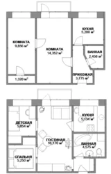 Mənzilin planı 2 otaqlı şəkil