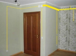Wiring in an apartment on the wall photo