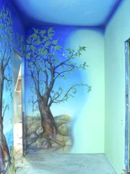 Drawings on the wall in the apartment with your photos