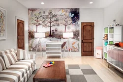 Photos on the walls in an apartment for children