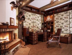 Apartment interiors with wooden furniture