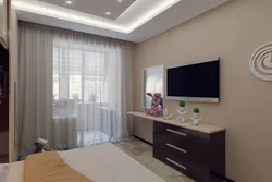 Interior of an apartment in a panel house with a balcony