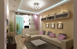 Interior of an apartment in a panel house with a balcony