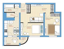 Design of a three-room apartment with two balconies