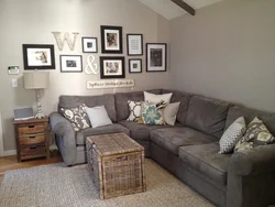 Wall design with sofa in apartment