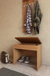 Shoe rack in the hallway with a seat, photos of your own