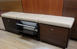 Shoe rack in the hallway with a seat, photos of your own