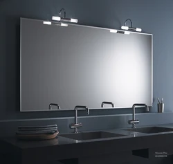Bathroom mirror sink lighting photo