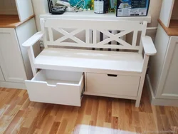 Канапа са скрынямі для захоўвання на кухню фота