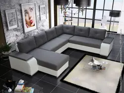 U shaped sofa with sleeping place photo