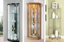 Corner wardrobe with glass in the living room photo