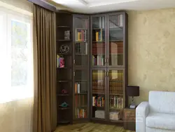 Corner wardrobe with glass in the living room photo