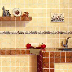 Photo Of Ceramic Tiles As An Apron In The Kitchen