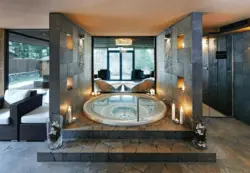 Bath room bathtub in the floor photo