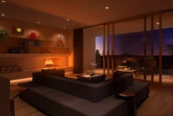 Living room in the evening photo