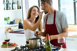 Kitchen with steam photo