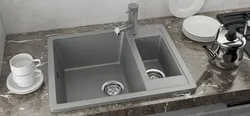 Mətbəx boz lavabo şəkli
