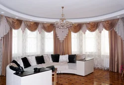 Living room corner curtains photo