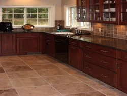 Kitchen floor with flowers photo