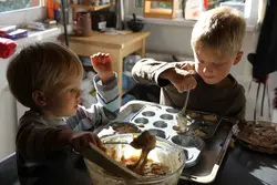 Boy in the kitchen photo