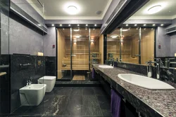 Bathroom in the center of the photo