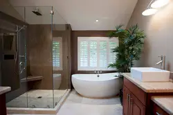 Bathroom in the center of the photo