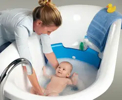 Photo of a newborn in the bath