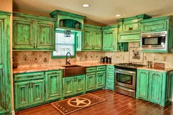Wooden kitchen painted photo