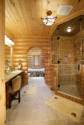 Bathroom made of logs photo