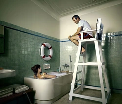 Bathtub on the road photo