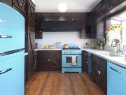 Blue brown kitchen photo