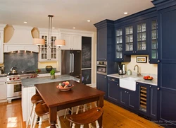 Blue brown kitchen photo