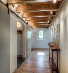 Photo of a hallway with beams