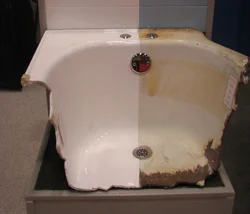 Cross-section photo of bathtub
